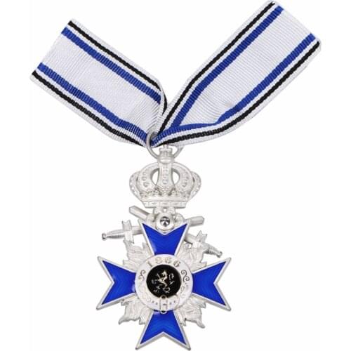 WWI GERMAN BAVARIAN MILITARY MERIT CROSS 1866 MERENTI SWORDS MEAL BADGE WITH RIBBON