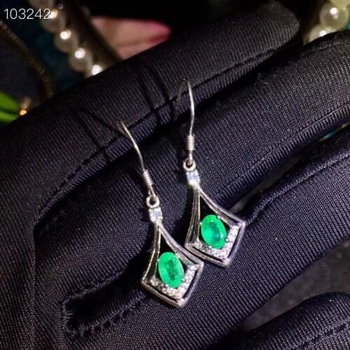 New natural emerald earrings 925 silver Ladies earrings high-end atmosphere Luxury Elegant Fashion Trend
