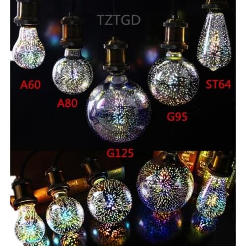 New product beautiful 3D blubs ST64 A60 G80 3d 5W E27 110V 220V colorful bulb magic bulb christmas decoration lamp home lampada