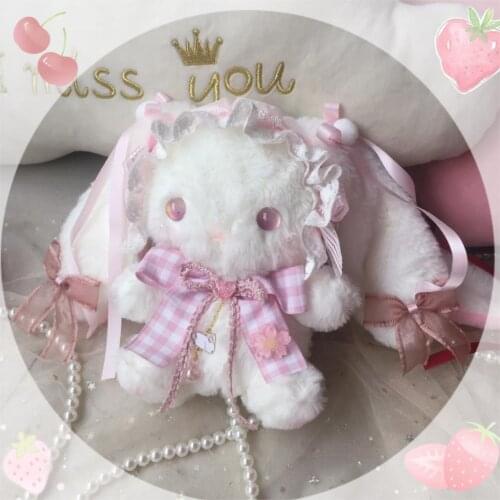 Origional Harajuku Lolita Rabbit Bag Cute Soft Sister Long Ear Doll Change Pupil Lolita Backpack