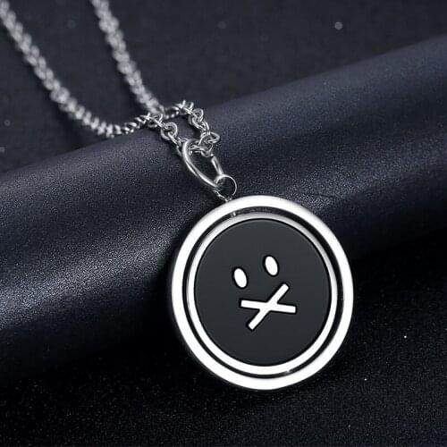 Hip Hop Crying Face Necklace Reversible High Quality Pendant Necklaces Girl Jewelry Black Color