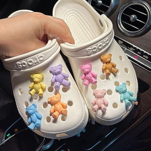 Hot Sale 1 Set Bear Shoe Charms Cartoon PVC Designer Croc Charms Shoe Accessories Cartoon Hole Shoes Charms Croc Charms