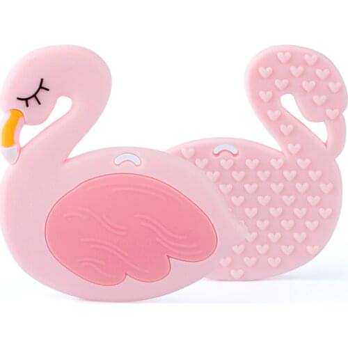 Keep&Grow 1pc Silicone Flamingo Baby Teethers BPA Free Teething Toy Infant Teether Beads DIY Teething Necklace Accessories