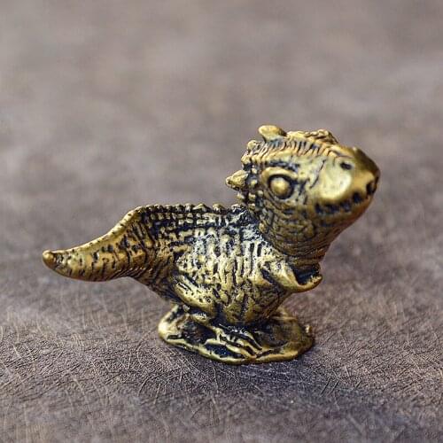 Retro Brass Dinosaur Statue Small Ornament Crafts Decorations Accessories Metal Copper Animal Tea Pet Home Desktop Fashion Decor