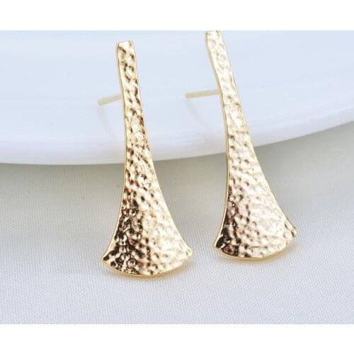 Stud Earrings Post with Hanger Connectors Loop Brass Metal Findings 24K Gold Color Earrings Making DIY Jewelry Accessories