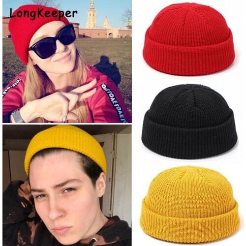 Women Knitted Hats Black Beanie Hat Winter Warm Mens Hats Boy Beanies For Ladies Skullcap Solid Hip Hop Cap Knitted Thick hat