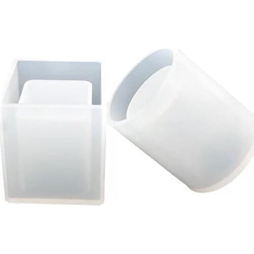Silicone Casting Mould Square Round Crystal Epoxy Resin Mold for DIY Pen Holder Brush Pot CLH@8
