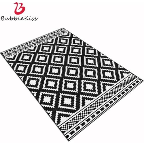 Bubble Kiss Black And White Bedroom Carpet Geometric Grid Soft Rugs For Living Room Modern Carpets For Bedroom Decor Door Mat
