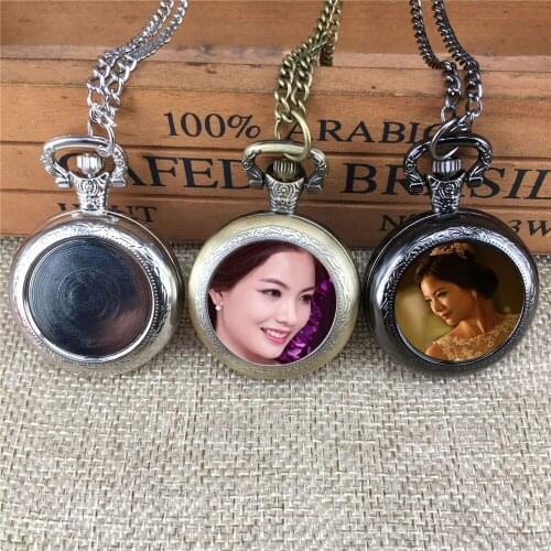 Sublimation locket necklaces pendants fashion retro vintage diy necklace pendant for thermal transfer printing 15pcs/lot