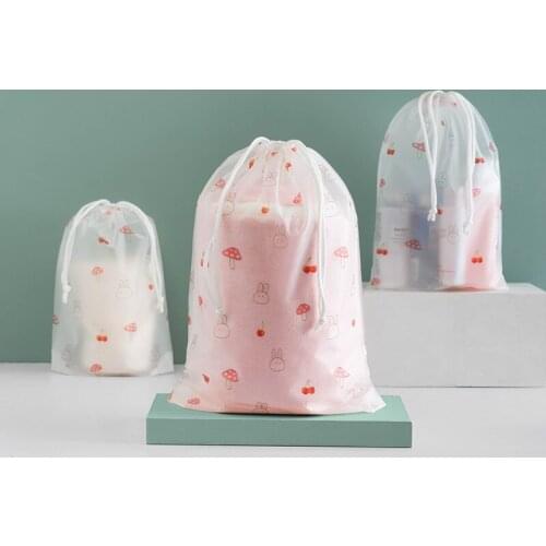 Shoe Printed Drawstring Storage Bag Translucent Waterproof Travel Portable Organizer Bag Reusable Bag Space Saver Organizer