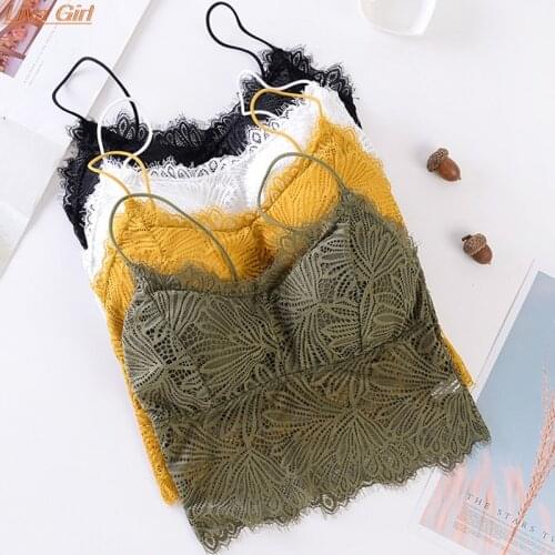 Women Push Up Floral Camisoles Lace Tank Tops Underwear Sexy Wire Free Bralette Crochet Tank Tops