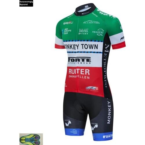 Team Monkey Town Cycling Skinsuit Fabric 20D Gel Pad Summer Men Clothes 2020 Jersey Cycling Green Ciclismo Triathlon