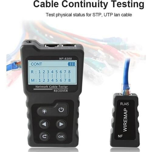 NF-8209 LCD Display Measure Length Lan Cable POE Wire Checker Network Tool Scan Line Wiremap Tester RJ45 Network Cable Tester
