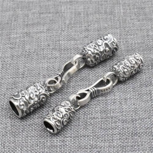 925 Sterling Silver Cloud Design End Cap with Hook Clasp for Bracelet Leather Cord