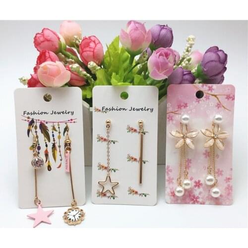 Cute 12pcs/lot 9x5cm New Designs Paper Necklace Earring Display Packaging Card girl Jewelry Pendant Chain display Card