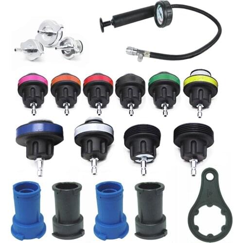 18pcs Water Tank Leak Detector Car Cooling System Tester Kit Radiator Pessure Tester Universal Auto Tools Car Diagnostic Tools
