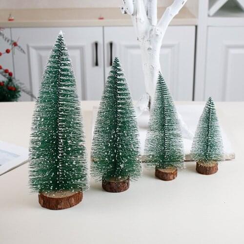 2Pcs Mini Desk Christmas Tree Decorations Mini Pine Tree Xmas TreeOrnaments DIY Home Table Top Decor for Christmas New Year Gift