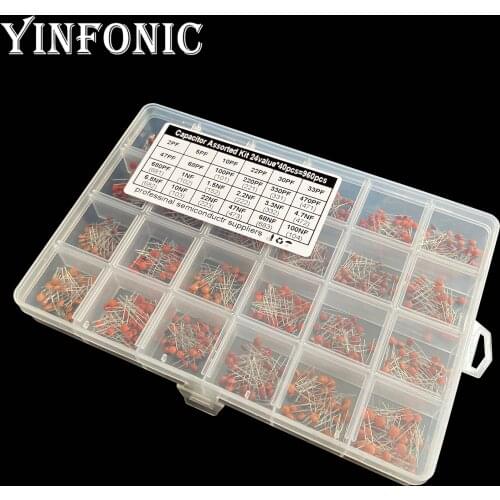 24values x40pcs 2PF-100NF Magnet ceramic dielectric ceramic capacitor kit box