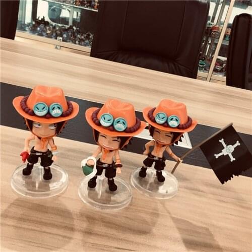 10cm 3pcs/lot One Piece Q Version Figure Toys Portgas D Ace PVC Decoration Model Cute Mini Dolls