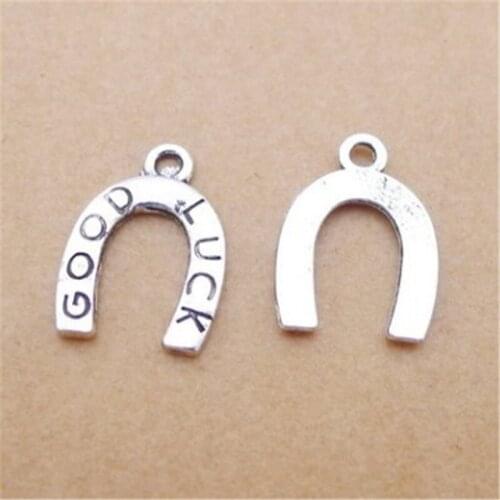 300Pcs/lot Cute Good Luck Horseshoe Charms 12*17MM Tiny Letter Charms for Jewelry Making