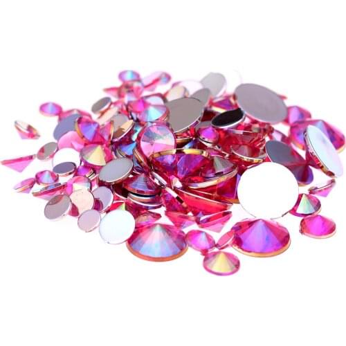 4mm 5mm 6mm 10mm And Mixed Sizes Rose AB Acrylic Rhinestones For Nails Design Crystal 3D Nail Art Glitter Decorations