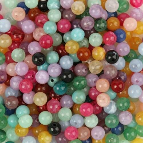 6mm 8mm 10mm Acrylic Spacer Beads Round Loose Jades Amazonite Agates Beads For Jewelry Making DIY Bracelet Necklace Accessories