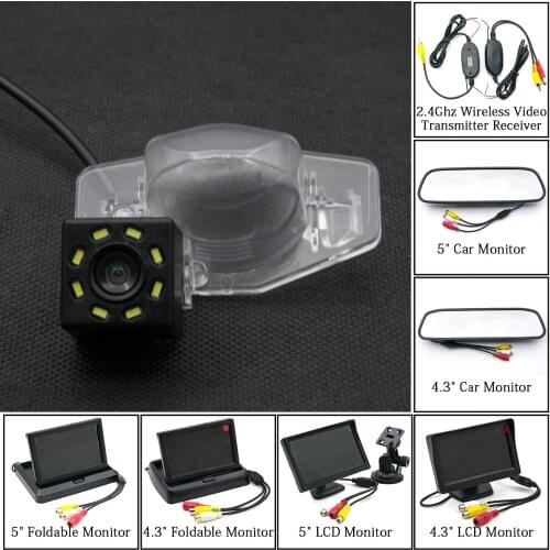 For Honda CR-V CRV Fit jazz Odyssey Accord Crosstour HRV CRZ CRX 8LED Car Rear View Camera 4.3" 5" Parking LCD Monitor Wireless