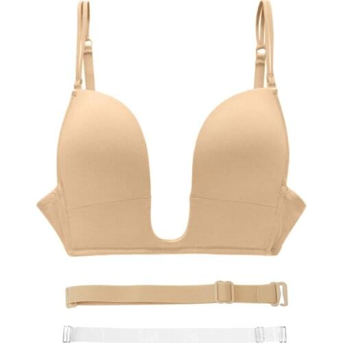 2020 Intimates Deep Plunge Women Bras Sexy Seamless Adjustable Convertible Straps Sutian Push Up Bra 70 75 80 85 90 95 A B C D E