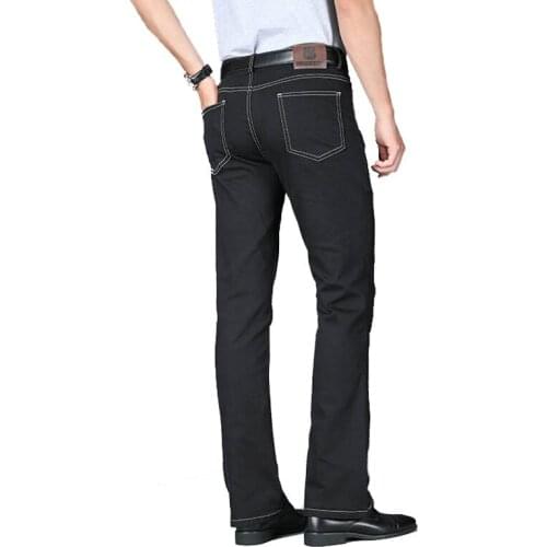 Black Jeans Mens Big Flared Jeans Boot Cut Leg High Waist Denim Jeans Slim-Fit Flared Pants Size 28-36