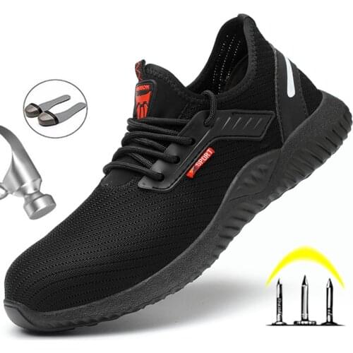 Breathable Work Shoes Mens Safety Boots With Steel Toe Indestructible Work Boots Mens Safety Shoes Anti-smashing Work Sneakers