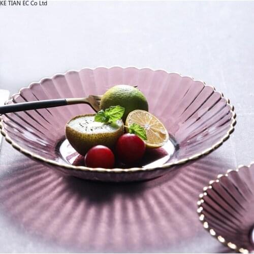 European Glass Phnom Penh Western Food Salad Plate Creative Flower Breakfast Oatmeal Bowl Fruit Dessert Plate Kitchen Tableware