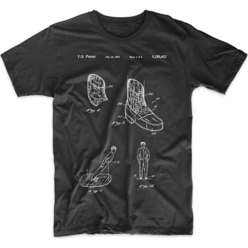 Cotton Short Sleeve Summer T-Shirt Michael Jackson Anti Gravity Shoes Art Patent T-Shirt. Black, White or Gray Newcustom Shirts