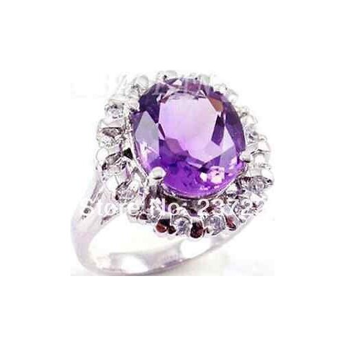 Good>>>@@ Wholesale price S ^^^^ Antique White Purple Crystal Inlay Silver Plated Women Men Evening Rings Jewelry