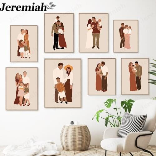 Nordic Happy Family Canvas Painting Parents Baby Poster Love Picture Print Wall Art Modern Home Decoration Frameless Gift