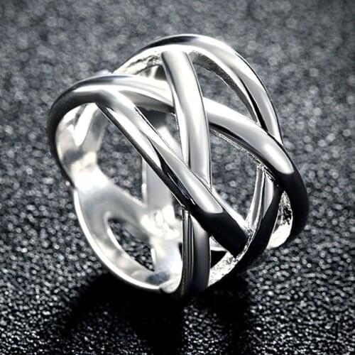 2019 New Vintage Ring 925 Silver Jewelry Hollow Round Finger Rings Size 6 7 8 9 for Women Men Christmas Gift