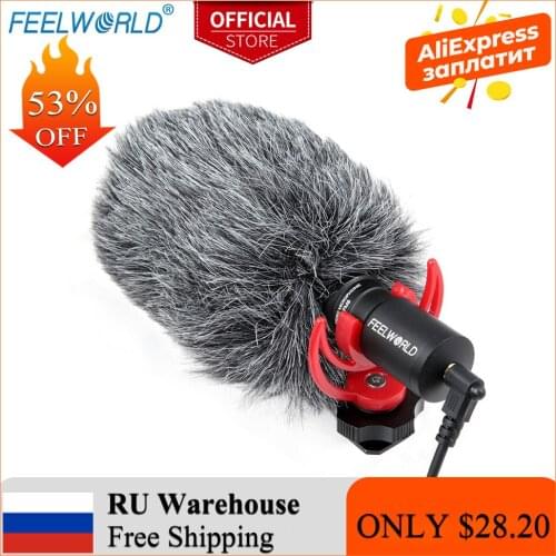 FEELWORLD Mini 3.5mm Condenser Video Camera Interview Microphone Canon DSLR Zhiyun Stabilizer for Youtube FM8