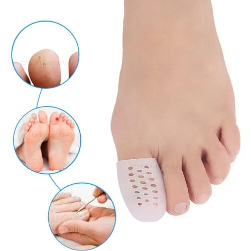 KOTLIKOFF 2pcs Big Toe Protector New Breathable Silicone Toe Covers tube with Holes for Corns Calluses Blister Toe Separators