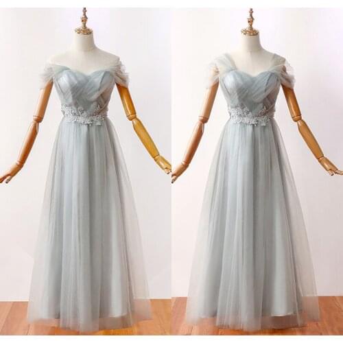 Sweetheart Floor-Length A-Line Empire Tulle Off The Shoulder Women Party Green Gray Elegant Cocktail Dresses Vestido De Festa