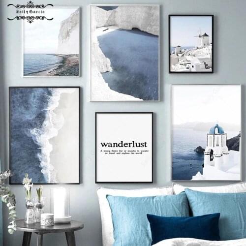 Greece Aegean Sea Santorini Canvas Painting Nordic Posters and Prints Wall Art Pictures for Living Room Home Interior Decoration