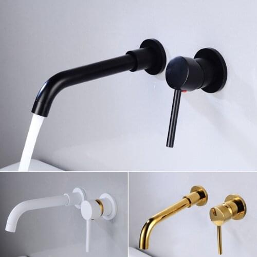 Wall embedded flush basin faucet brass basin faucet in wall Single Handle Mixer Tap Hot Cold Bathroom Water mixer