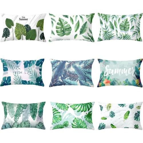 Nordic printing Painted Tropical Plant Lumbar Cushion Cover Soft Nap Throw Pillowcase Living Room Sofa Cushion Home Decoration