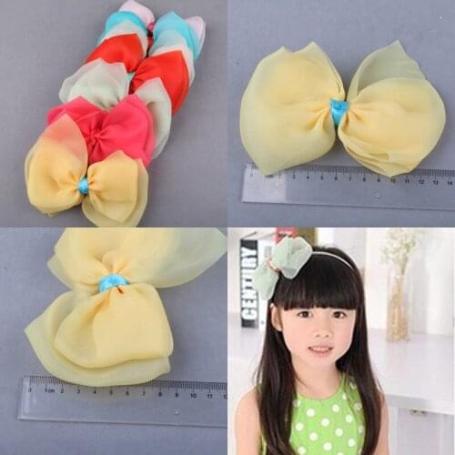 New Arrival 20PCs Lace Chiffon Ribbon Bow Craft Handmade Button Patch Sticker Fit Girl Headband Clips Hair Elastic Band Shoe DIY