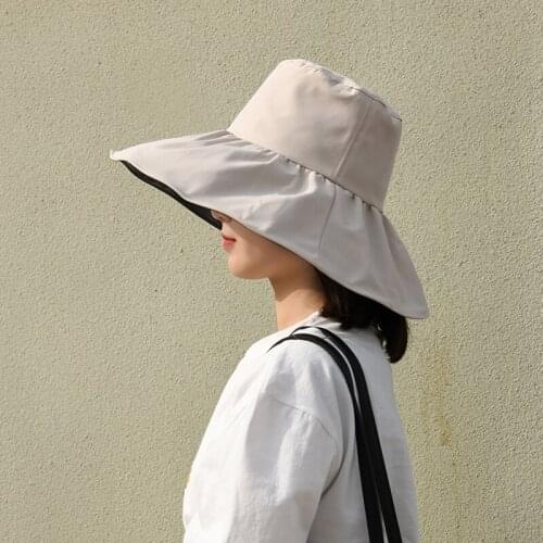 Women Summer Sunscreen Panama Hat Beach Cap Cotton Bucket Hats Men Pure Color Sunbonnet Fedoras Outdoor Fisherman Hat