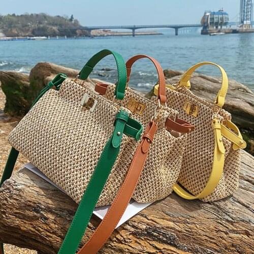 Weave Square Tote bag 2021 Summer New High-quality Straw bag Womens Designer Handbag Beach Travel bag Shoulder Messenger Bag