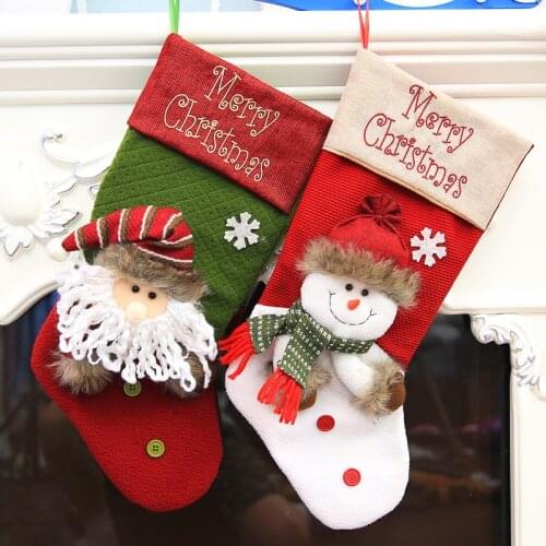 2018 New Year Christmas Stocking Xmas Tree Pendant Hanging Ornament Party Decorations Santa Claus Candy Socks Christmas Gift Bag