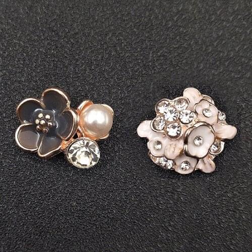 2020New 100Pcs Dripping oil Rhinestones flower button for DIY Wedding and Children Headband Kids Hair Accessories HZ616-HZ617