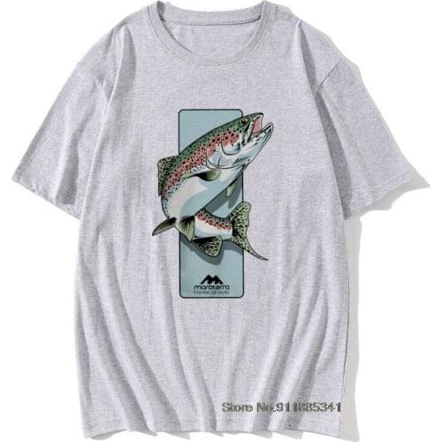 Rising Trout Tshirts Men Cotton Funny Tee Shirts Round Neck Fish Funny Fisherman Tee Shirt Tops Tees Big Size