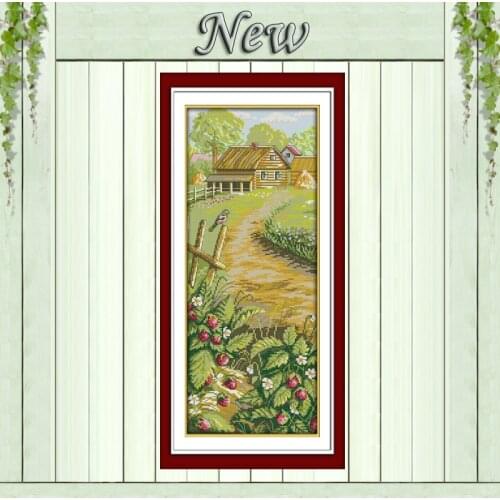 Strawberry farm countryside fruits painting Counted printed on canvas DMC 14CT 11CT Cross Stitch Needlework kits Embroidery Sets