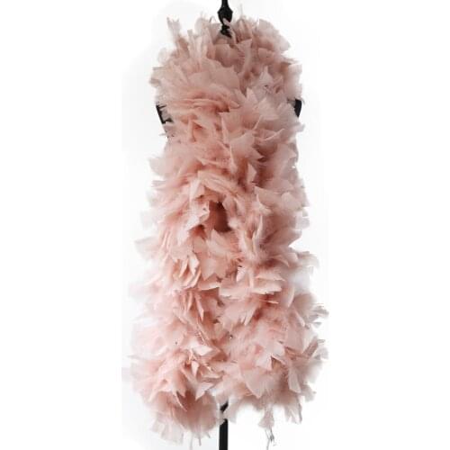 2Yards Leather Pink Natural Feathers 200 Grams Fluffy Turkey Feather Boa Shawl Costume Stage Party Wedding Plumes Crafts