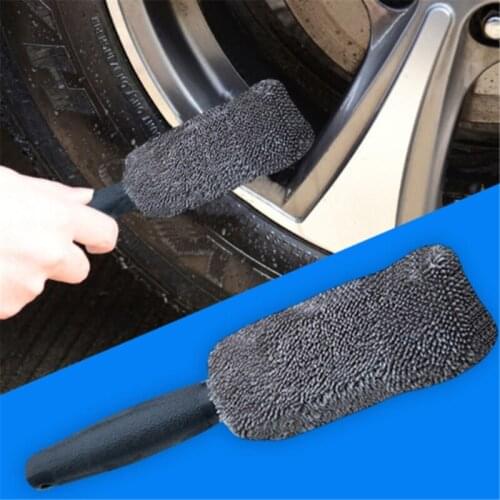 Car Wash Portable Microfiber Wheel Tire Rim Brush Car Wheel Wash Cleaning For Car With Plastic Handle Auto Washing Cleaner Tools